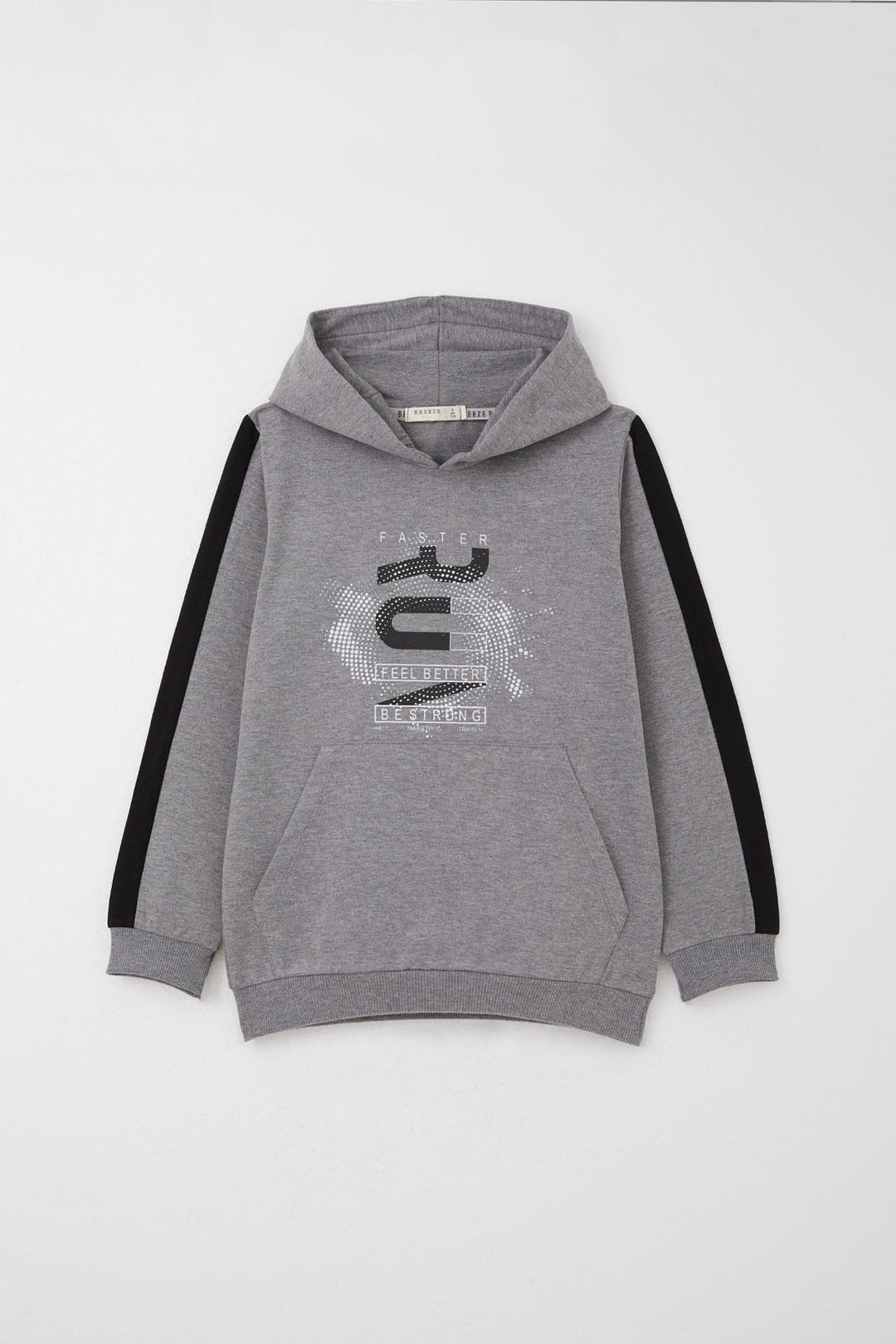 BRE Breeze Boys' Tracksuit with Hood Success Themed Print 62 Years, Dark Grey Melange - Newton