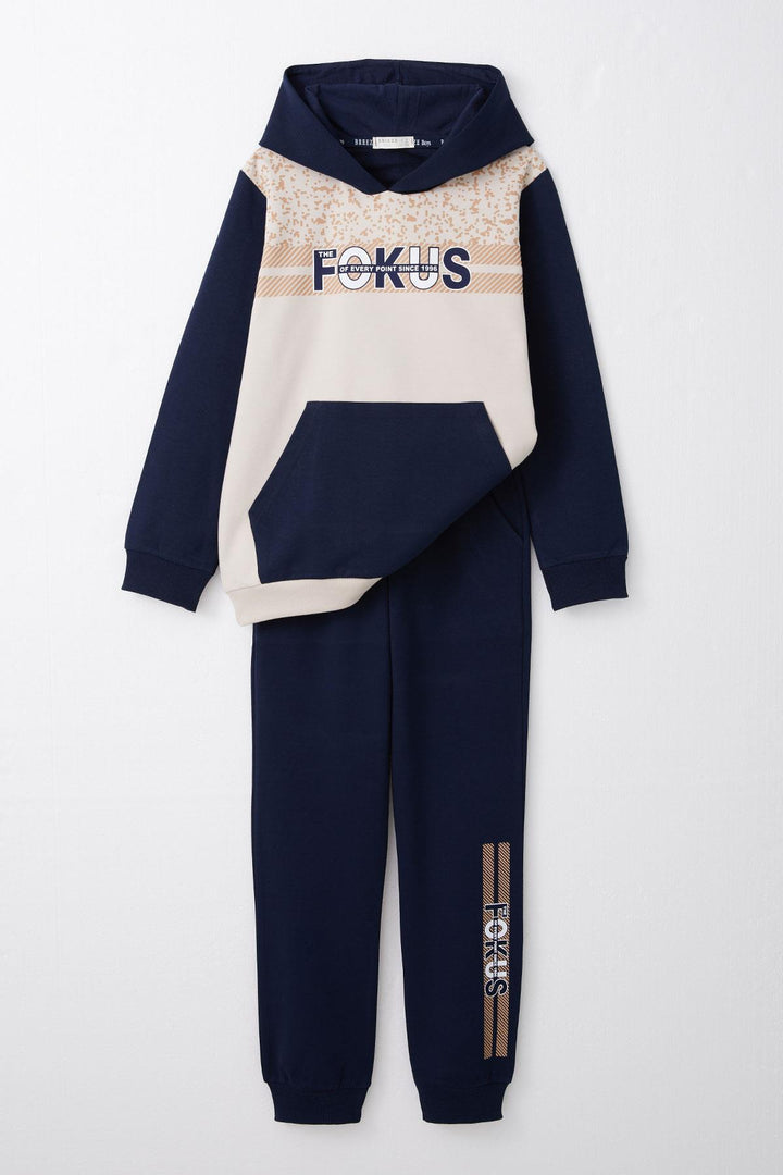 BRE Breeze Boys' Tracksuit with Hoodie Kangaroo Pocket 84 Years, Beige - Passaic