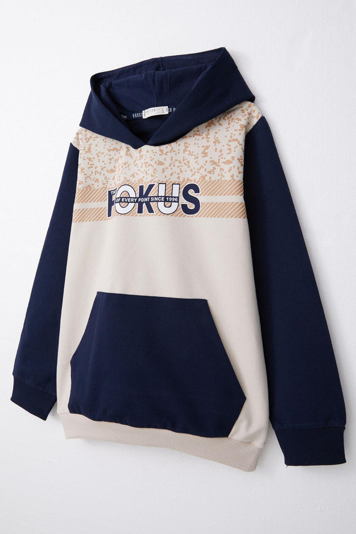 BRE Breeze Boys' Tracksuit with Hoodie Kangaroo Pocket 84 Years, Beige - Passaic