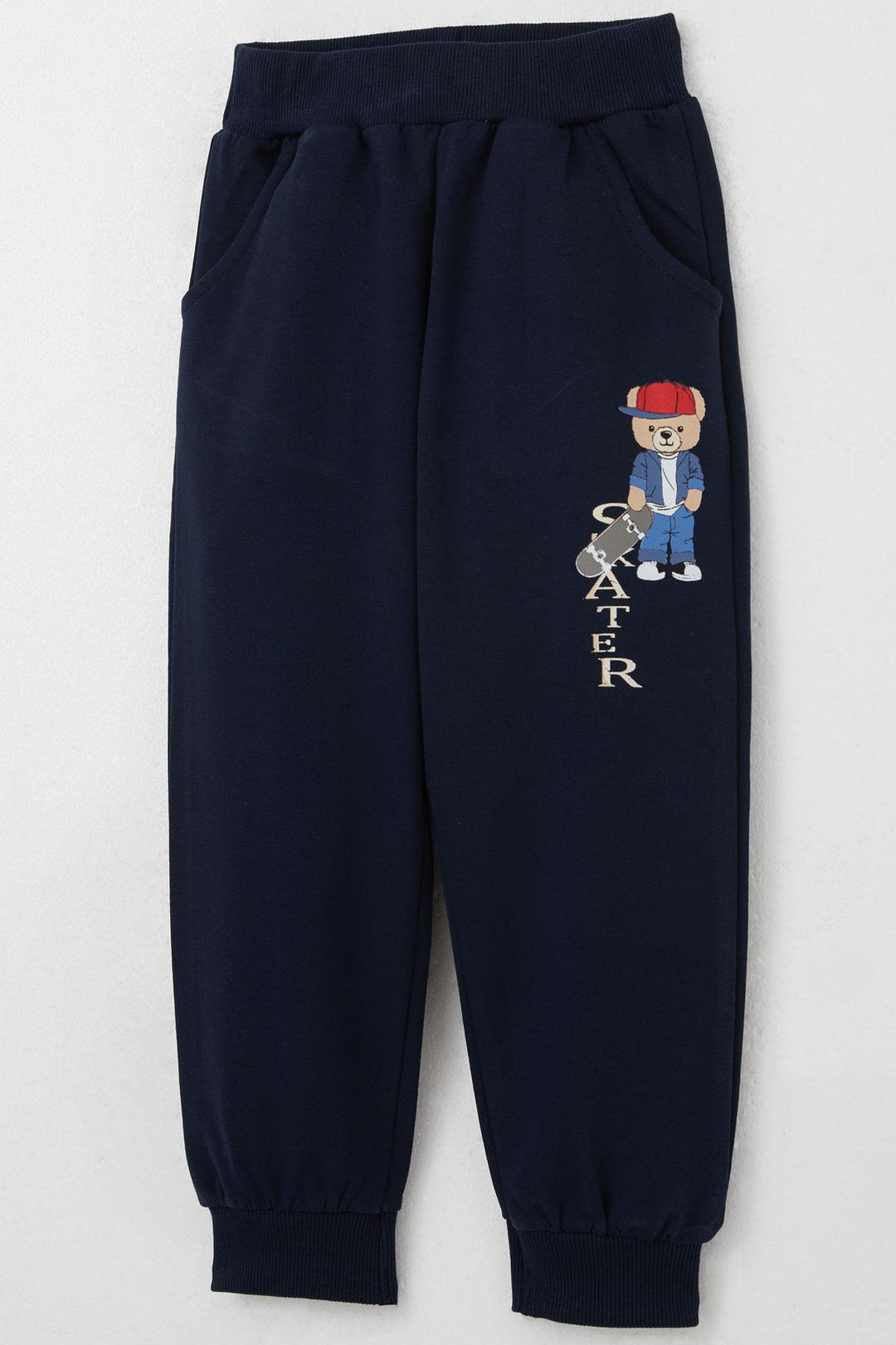 BRE Breeze Boys' Sweat Suit Skateboarder Cute Bear Printed 1-4 Years, Saxe Blue - Brandon