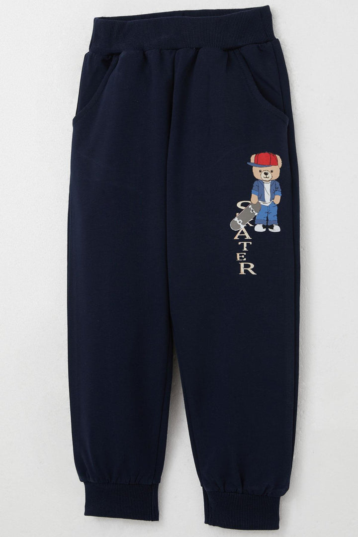 BRE Breeze Boys' Sweat Suit Skateboarder Cute Bear Printed 1-4 Years, Saxe Blue - Brandon