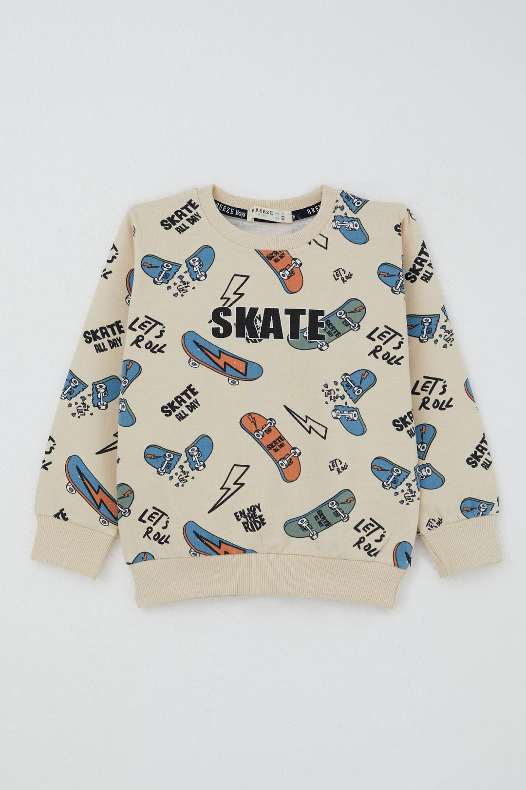 BRE Breeze Boys' Sweat Suit Skate Patterned 3-7 Years, Cream - Saguenay