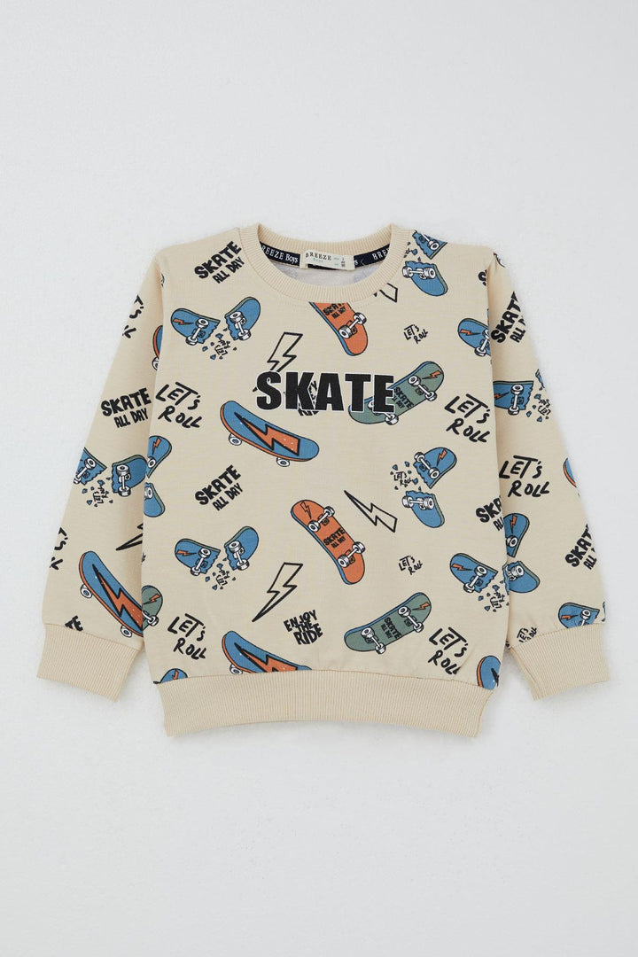 BRE Breeze Boys' Sweat Suit Skate Patterned 3-7 Years, Cream - Saguenay