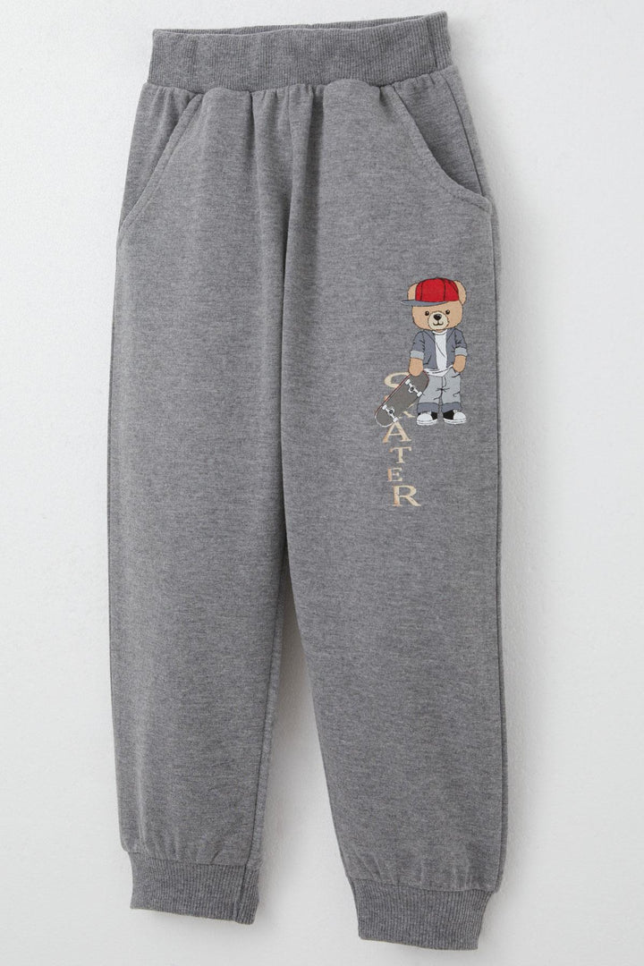 BRE Breeze Boys' Sweat Suit Skateboarder Cute Bear Printed 1-4 Years, Mint Green - Târgu-Mureş