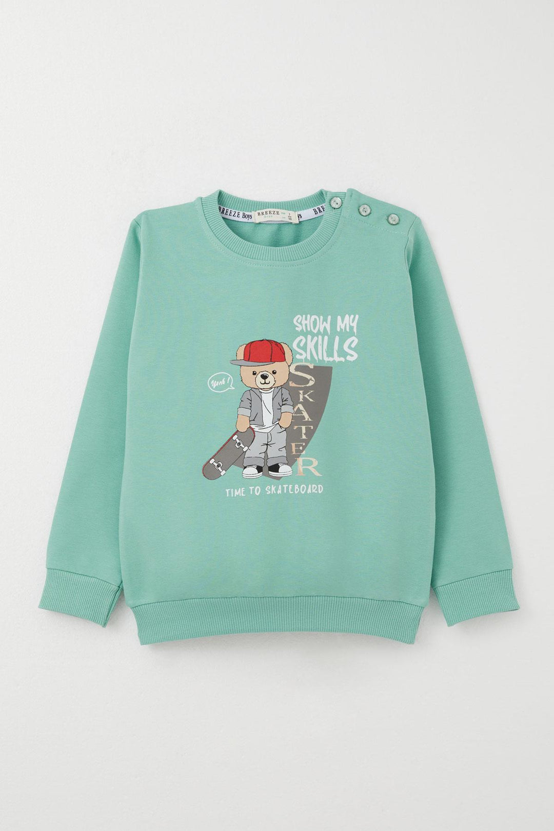 BRE Breeze Boys' Tracksuit Skateboarder Cute Bear Printed 1-4 Years, Aqua Green - Rockhampton