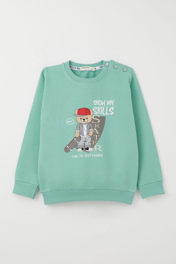 BRE Breeze Boys' Tracksuit Skateboarder Cute Bear Printed 1-4 Years, Aqua Green - Rockhampton
