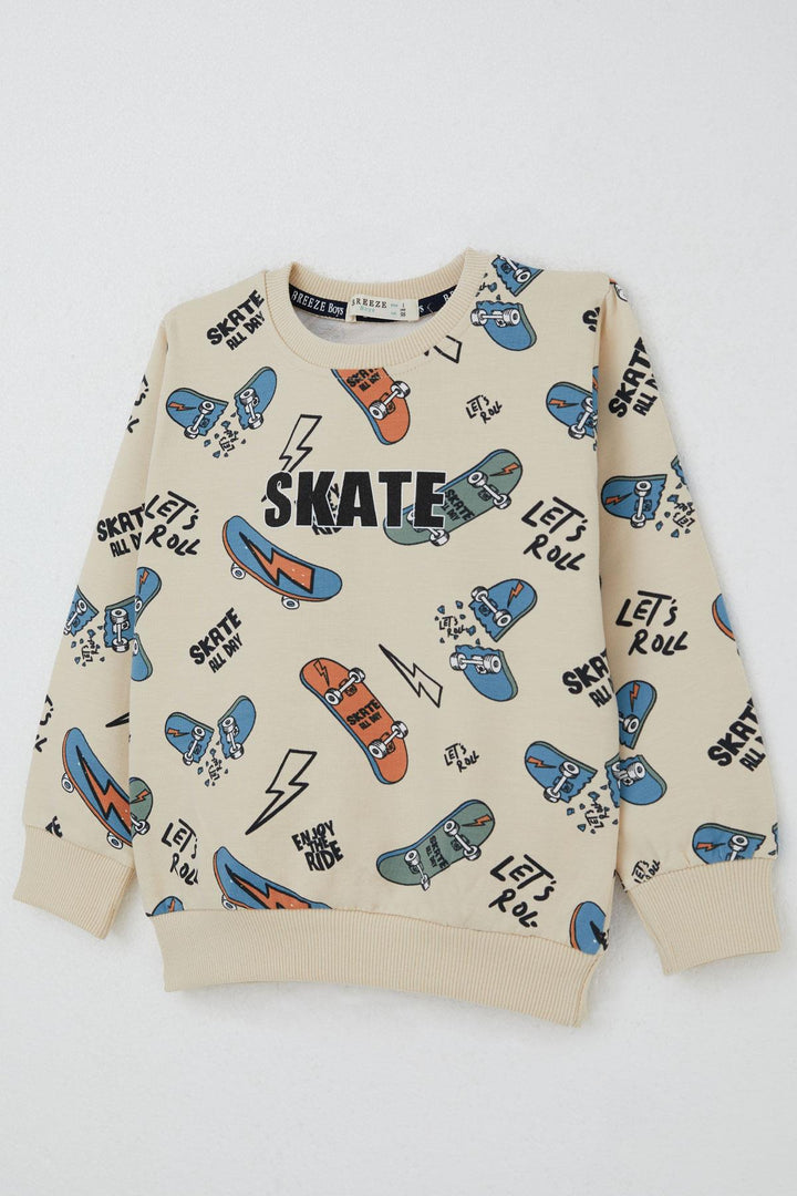 BRE Breeze Boys' Sweat Suit Skate Patterned 3-7 Years, Cream - Saguenay