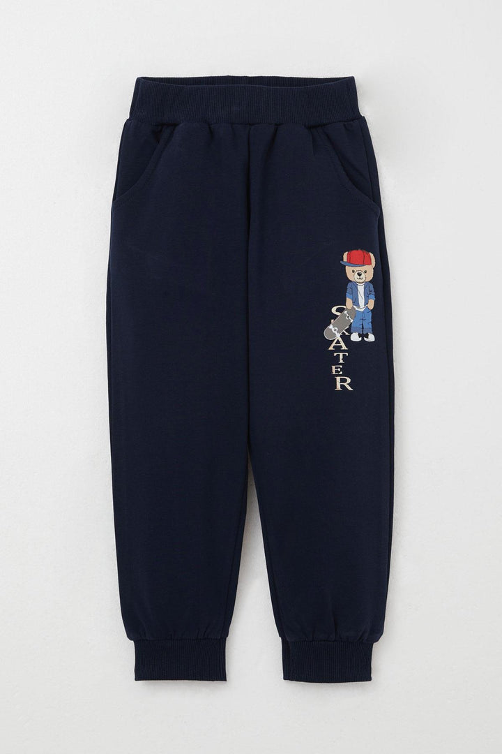 BRE Breeze Boys' Sweat Suit Skateboarder Cute Bear Printed 1-4 Years, Saxe Blue - Brandon