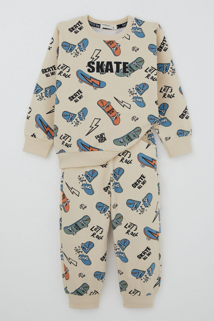 BRE Breeze Boys' Sweat Suit Skate Patterned 3-7 Years, Cream - Saguenay