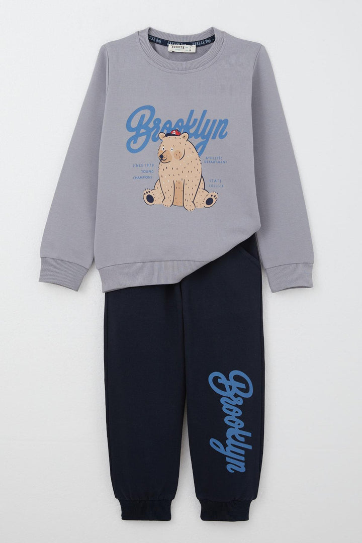 BRE Breeze Boys' Tracksuit Set College Champion Cute Bear Printed 2-6 Years, Gray - Drohobych