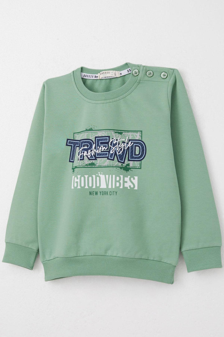 BRE Breeze Boys' Tracksuit Fashion Themed with Printed Text 2-6 Years, Mint Green - Carrollton