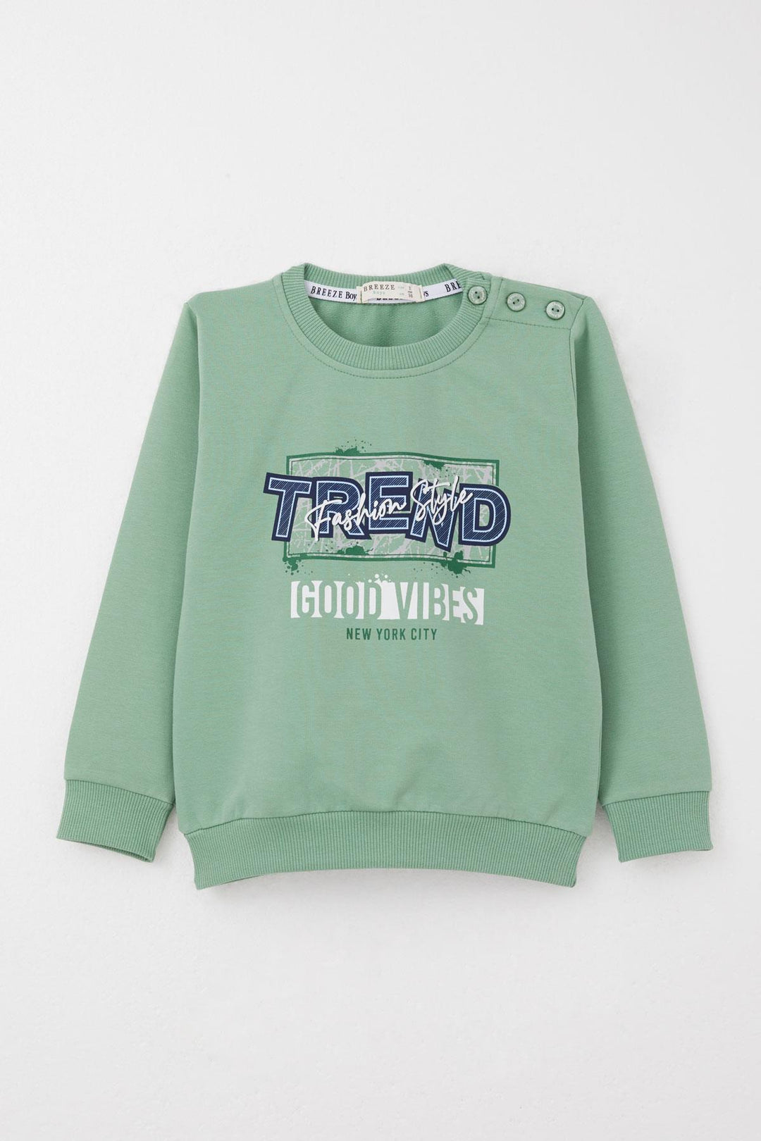 BRE Breeze Boys' Tracksuit Fashion Themed with Printed Text 2-6 Years, Mint Green - Carrollton