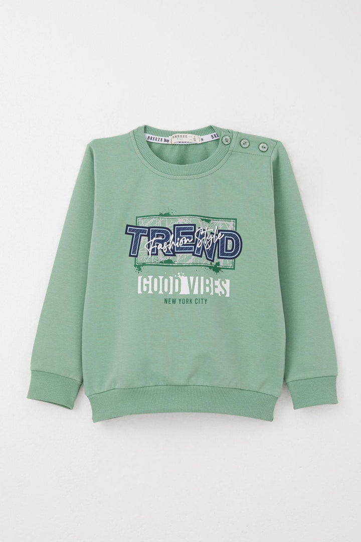 BRE Breeze Boys' Tracksuit Fashion Themed with Printed Text 2-6 Years, Mint Green - Carrollton