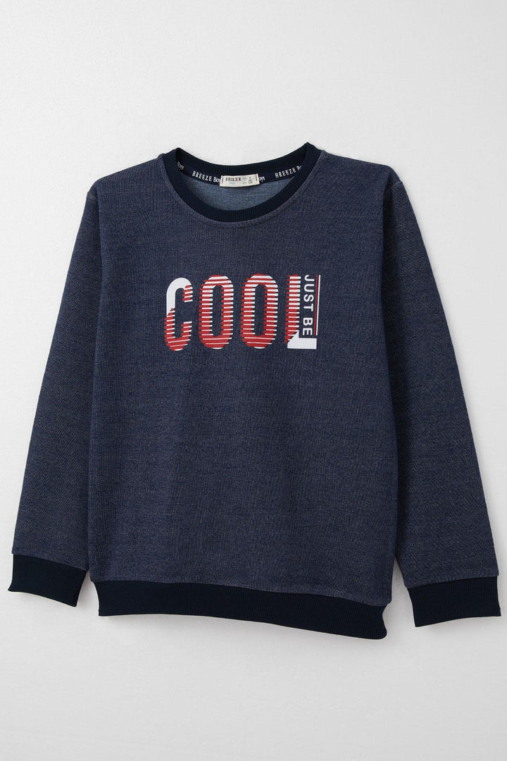 BRE Breeze Boys' Tracksuit Motivation Themed Cool Printed with Writing for 4-8 Years, Navy Melange - Birmingham