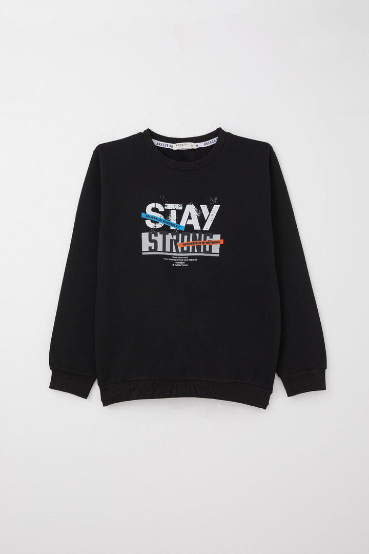 BRE Breeze Boys' Tracksuit Motivation Themed Colorful Printed with Writing 4-8 Years, Black - Arad