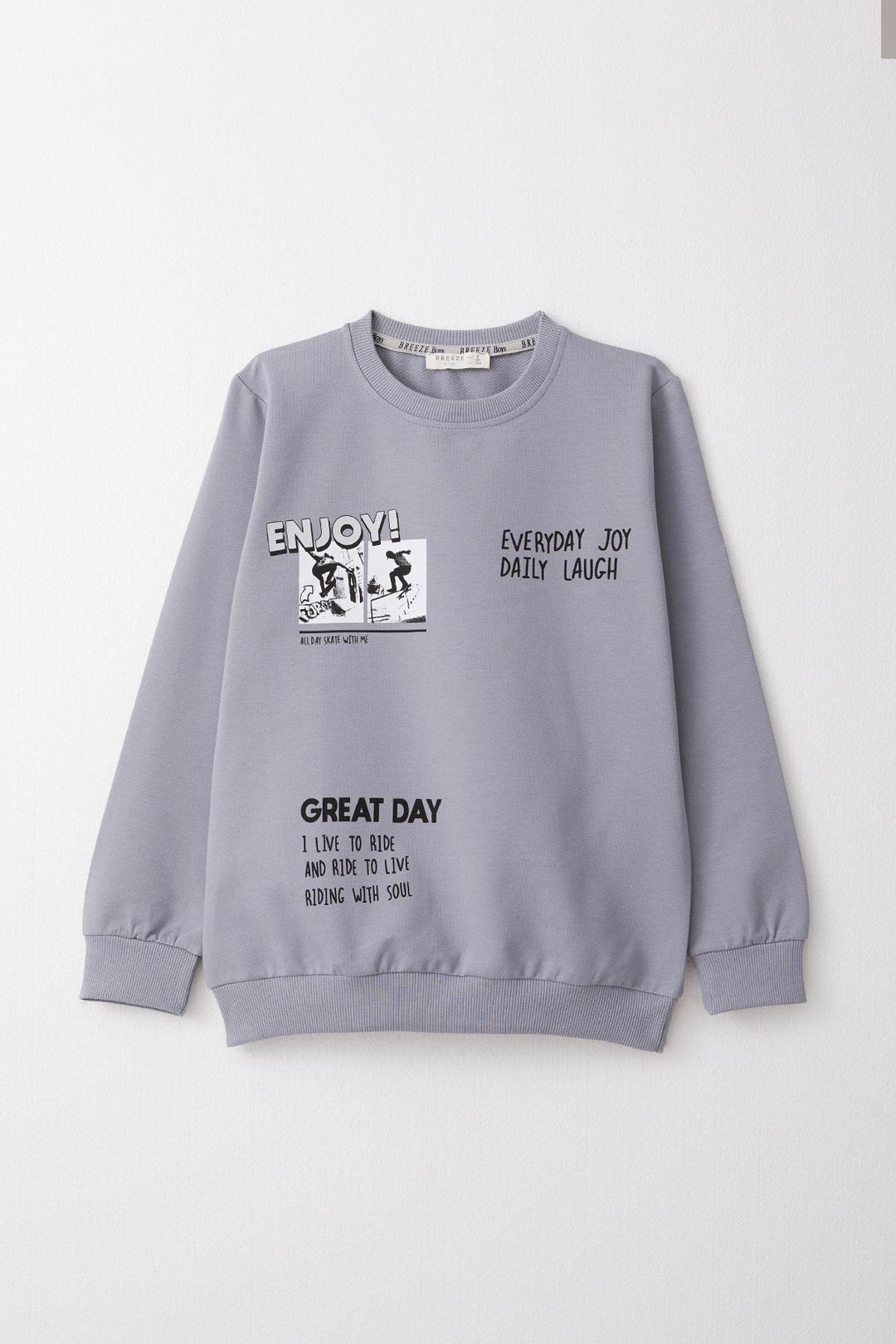 BRE Breeze Boys' Tracksuit Motivation Themed Skateboarder Printed 50 Years, Gray - Valle de Bravo
