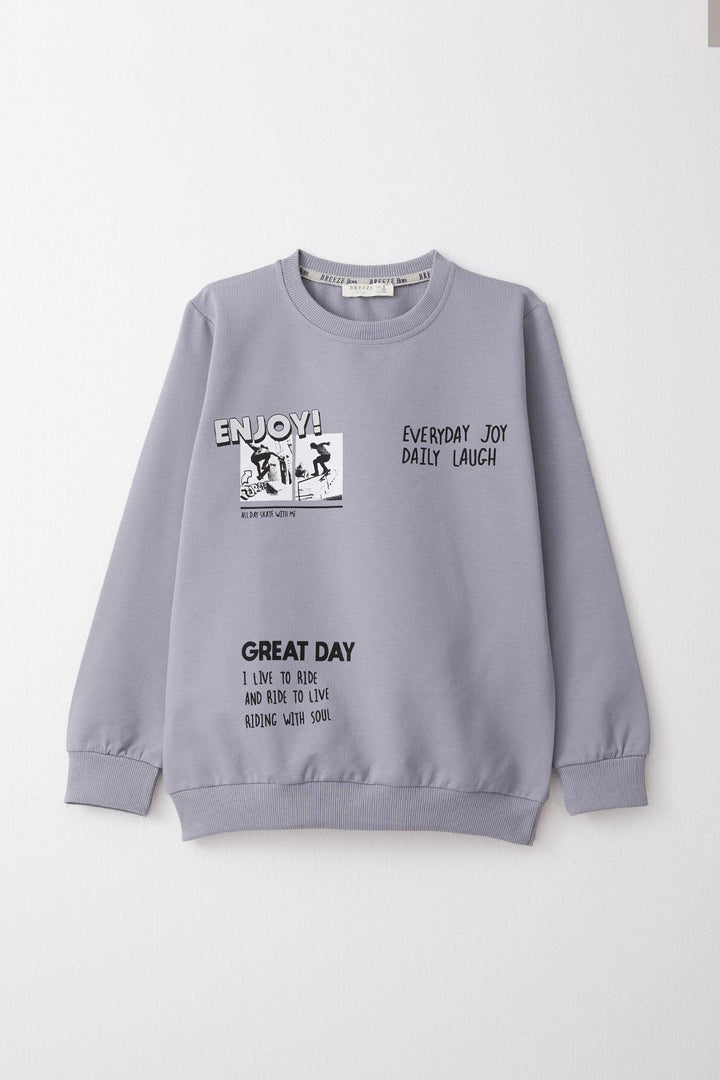 BRE Breeze Boys' Tracksuit Motivation Themed Skateboarder Printed 50 Years, Gray - Valle de Bravo