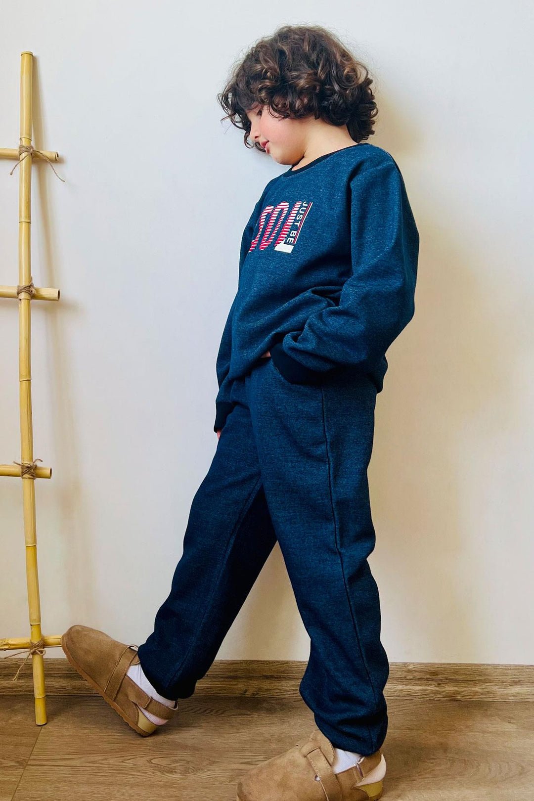 BRE Breeze Boys' Tracksuit Motivation Themed Cool Printed with Writing for 4-8 Years, Navy Melange - Birmingham