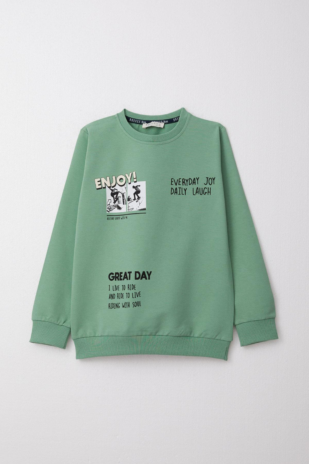 BRE Breeze Boys' Tracksuit Motivation Themed Skateboarder Printed 50 Years, Mint Green - Macerata