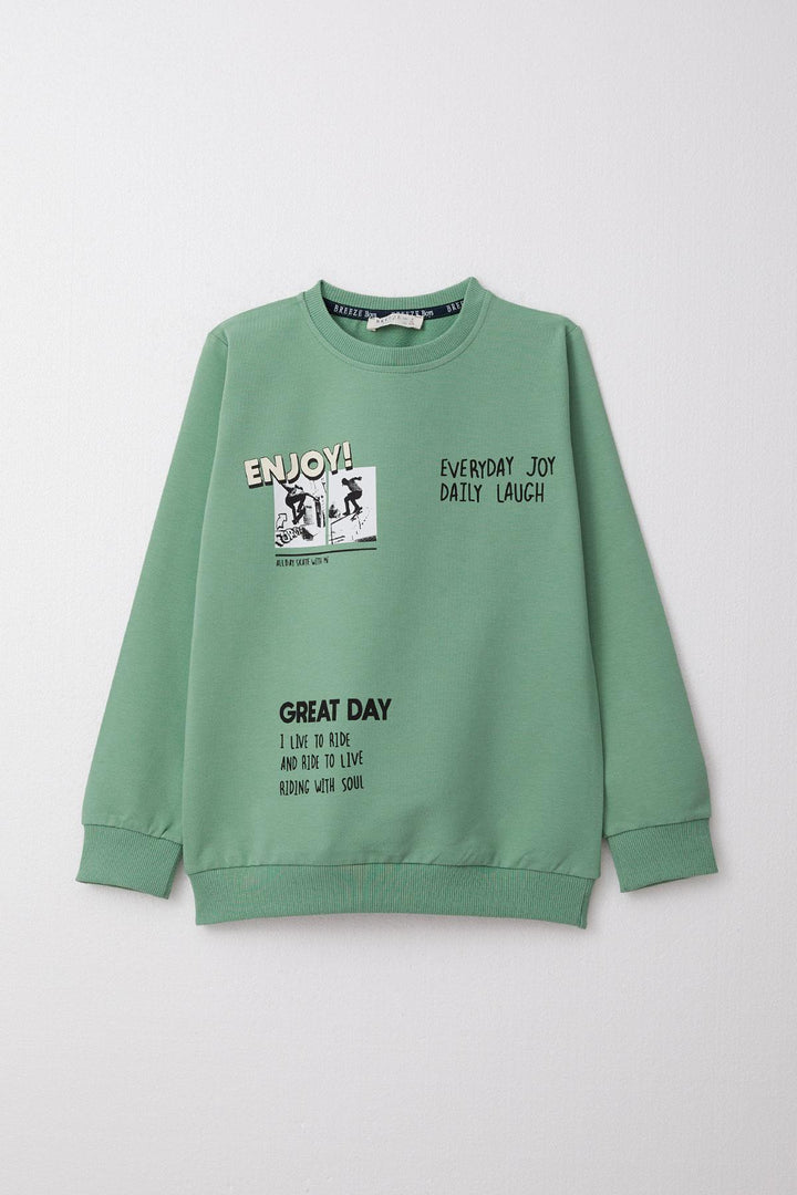 BRE Breeze Boys' Tracksuit Motivation Themed Skateboarder Printed 50 Years, Mint Green - Macerata
