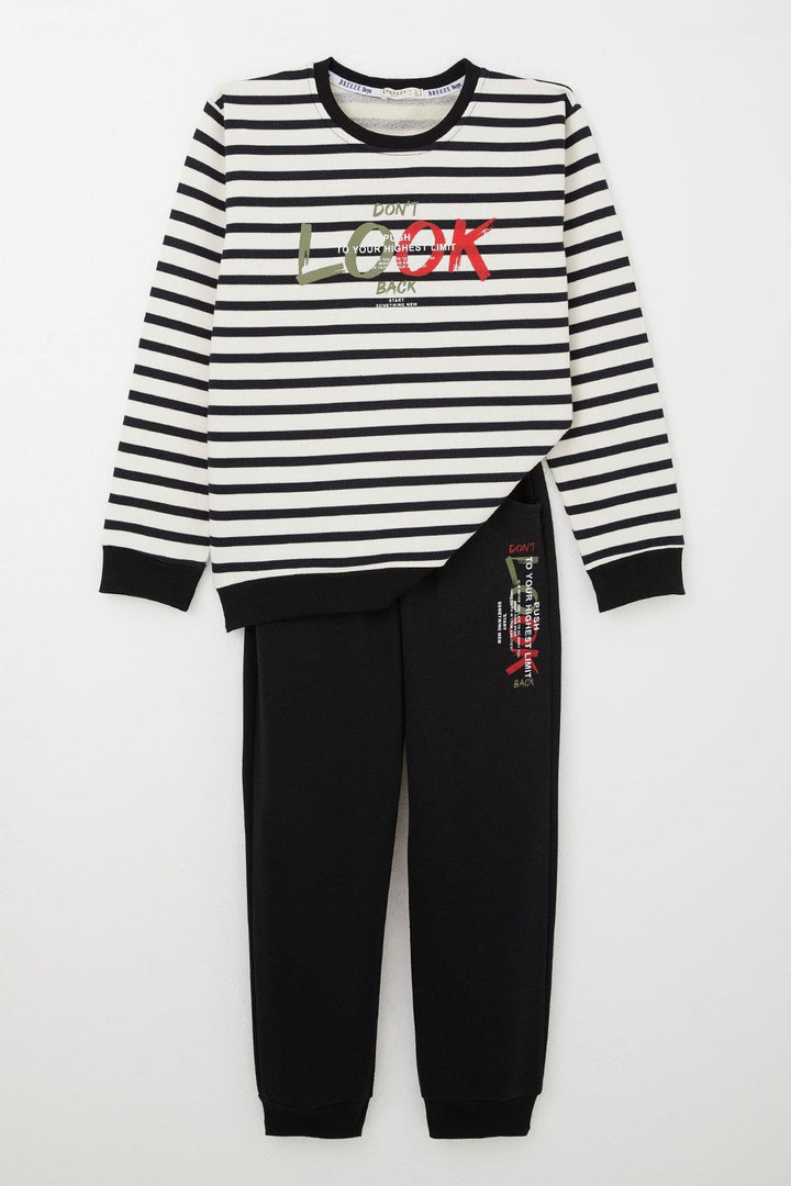 BRE Breeze Boys' Tracksuit Motivation Themed with Pockets 4-8 Years, Beige - London