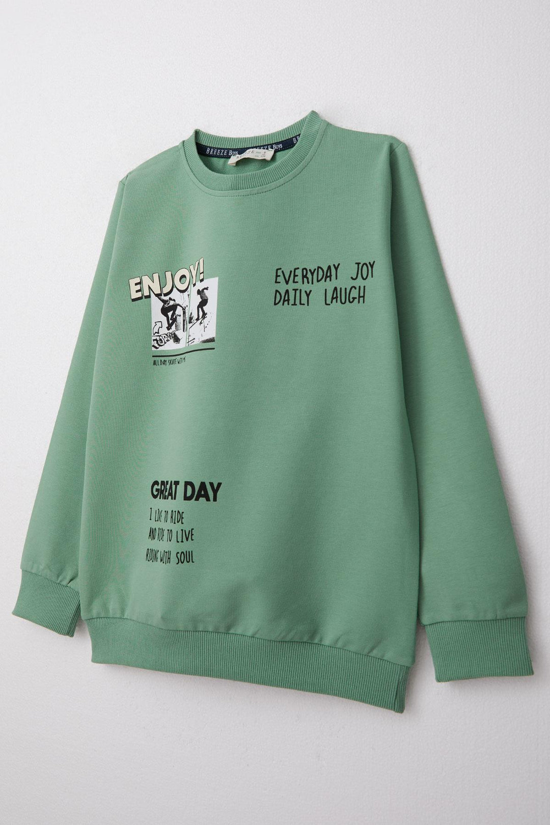 BRE Breeze Boys' Tracksuit Motivation Themed Skateboarder Printed 50 Years, Mint Green - Macerata