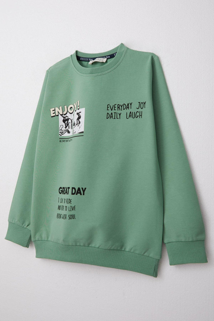 BRE Breeze Boys' Tracksuit Motivation Themed Skateboarder Printed 50 Years, Mint Green - Macerata