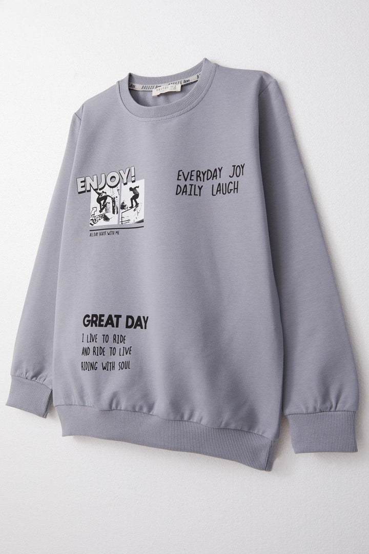 BRE Breeze Boys' Tracksuit Motivation Themed Skateboarder Printed 50 Years, Gray - Valle de Bravo