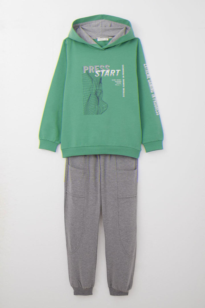 BRE Breeze Boys' Tracksuit Game Themed Front Pocketed 50 Years, Mint Green - La Habra
