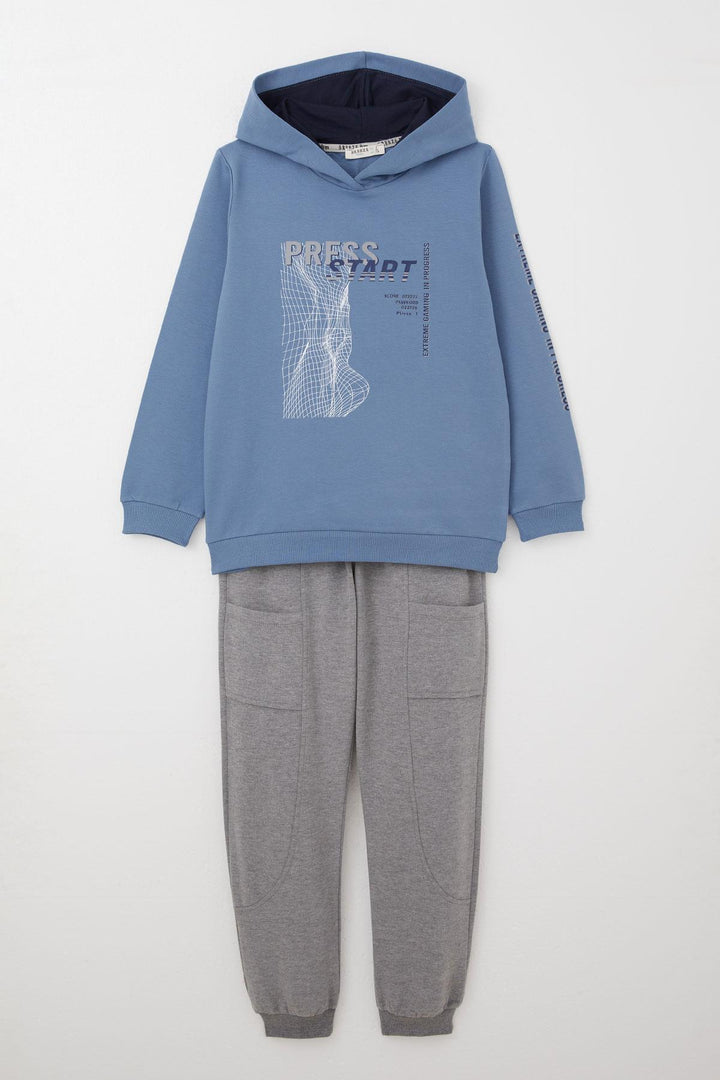 BRE Breeze Boys' Tracksuit Game Themed Front Pocketed 50 Years, Indigo - Timmins