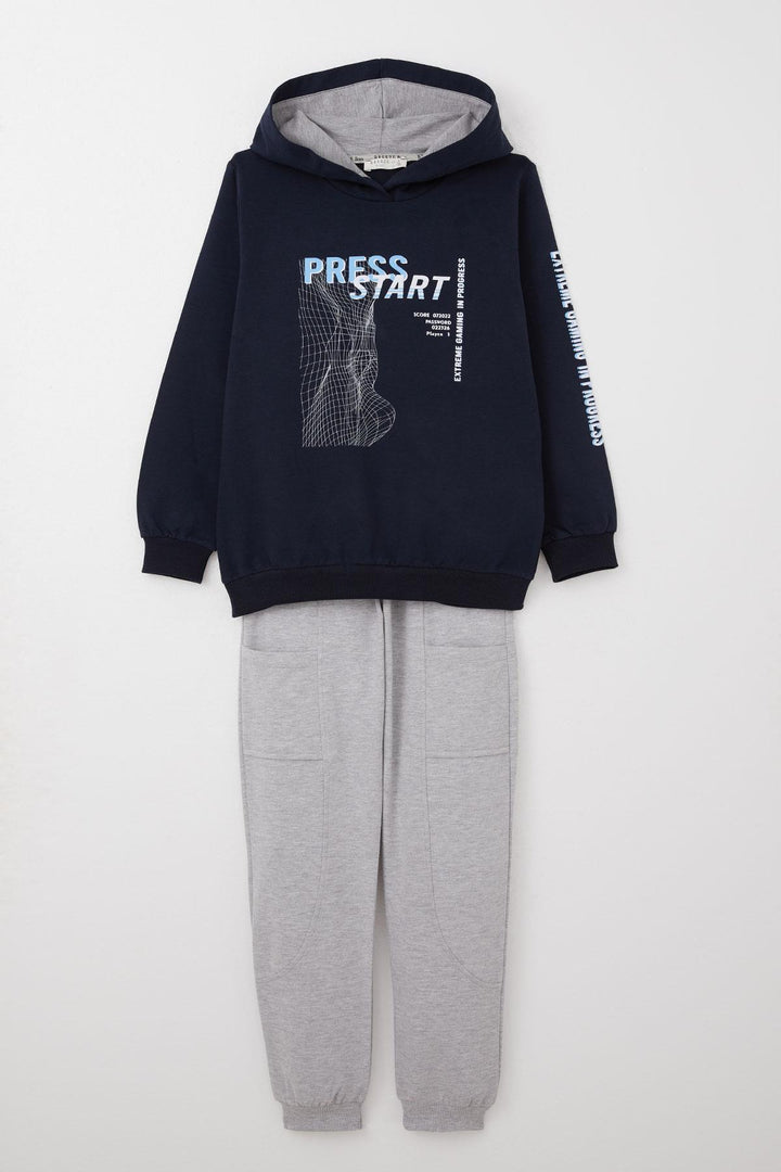 BRE Breeze Boys' Tracksuit Game Themed Front Pocketed 50 Years, Navy Blue - Georgina