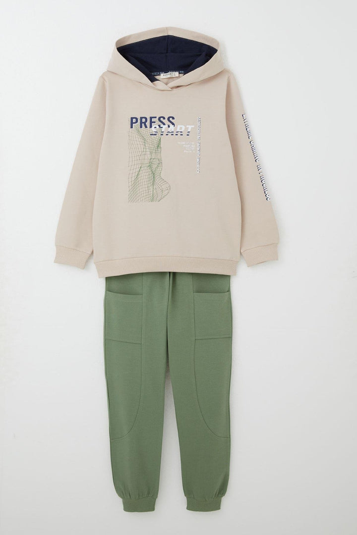BRE Breeze Boys' Tracksuit Game Themed Front Pocket 50 Years, Beige - Paradise