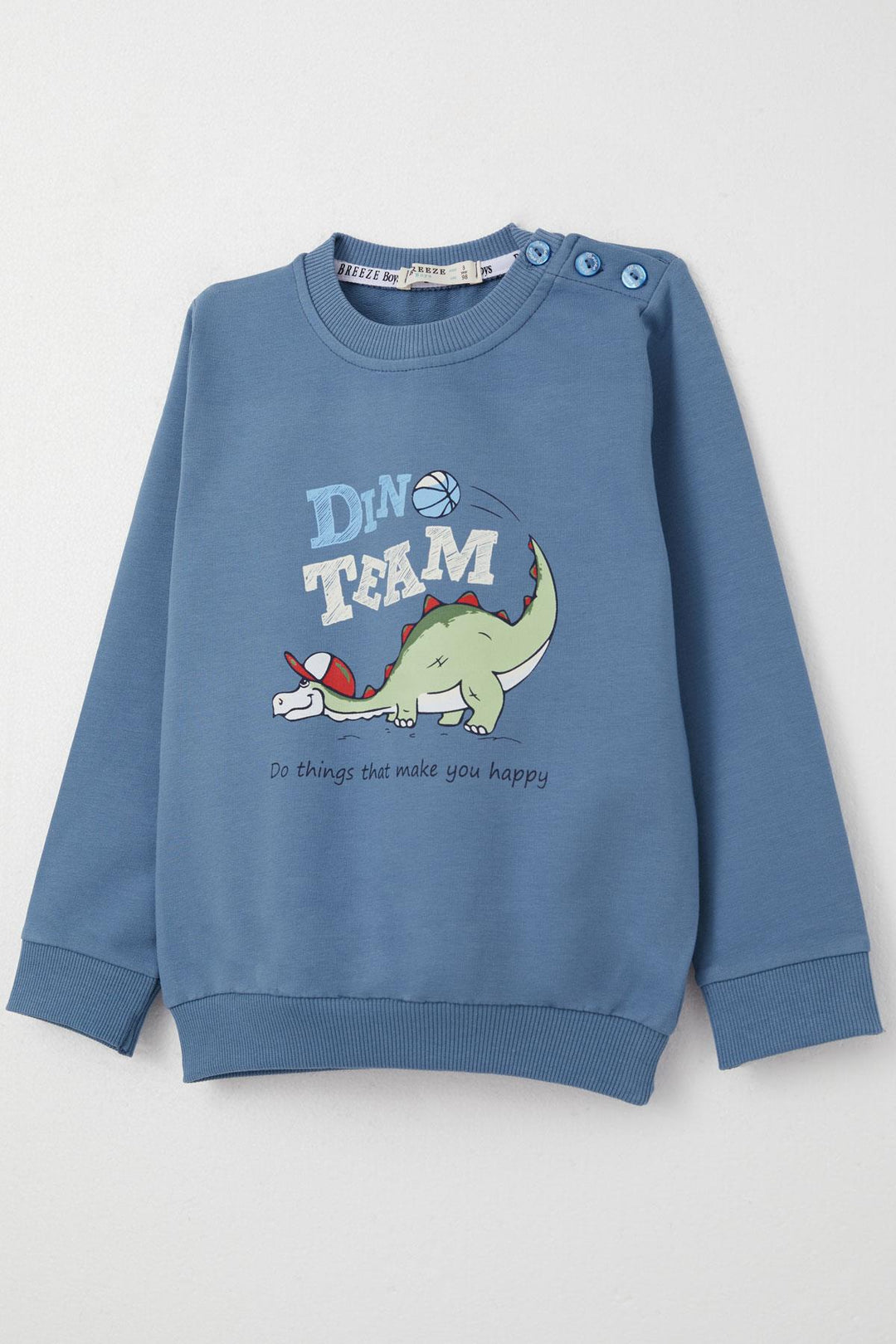 BRE Breeze Boys' Sweat Suit Player Dinosaur Printed 1-4 Years, Indigo - Prescott