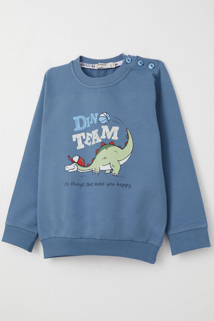 BRE Breeze Boys' Sweat Suit Player Dinosaur Printed 1-4 Years, Indigo - Prescott