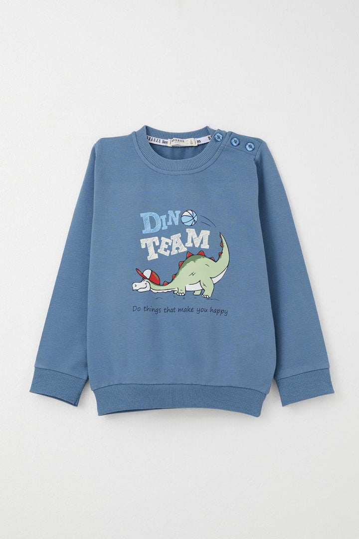 BRE Breeze Boys' Sweat Suit Player Dinosaur Printed 1-4 Years, Indigo - Prescott