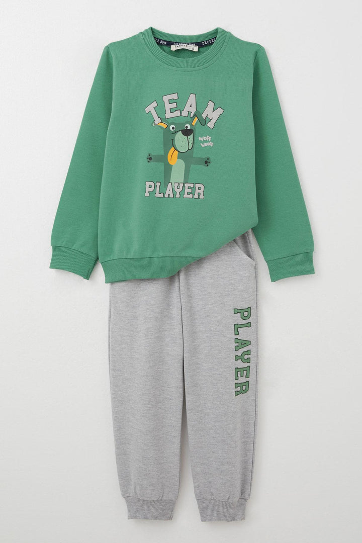 BRE Breeze Boys' Tracksuit Set Player Puppy Printed 1-4 Years, Mint Green - Viterbo