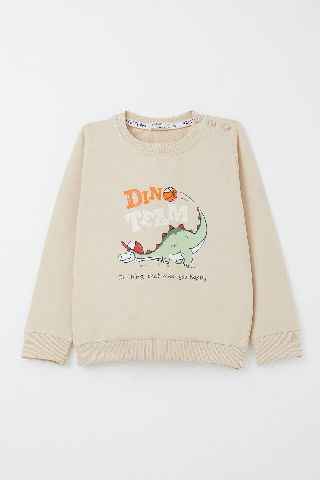 BRE Breeze Boys' Tracksuit Player Dinosaur Printed 1-4 Years, Beige - Bobigny