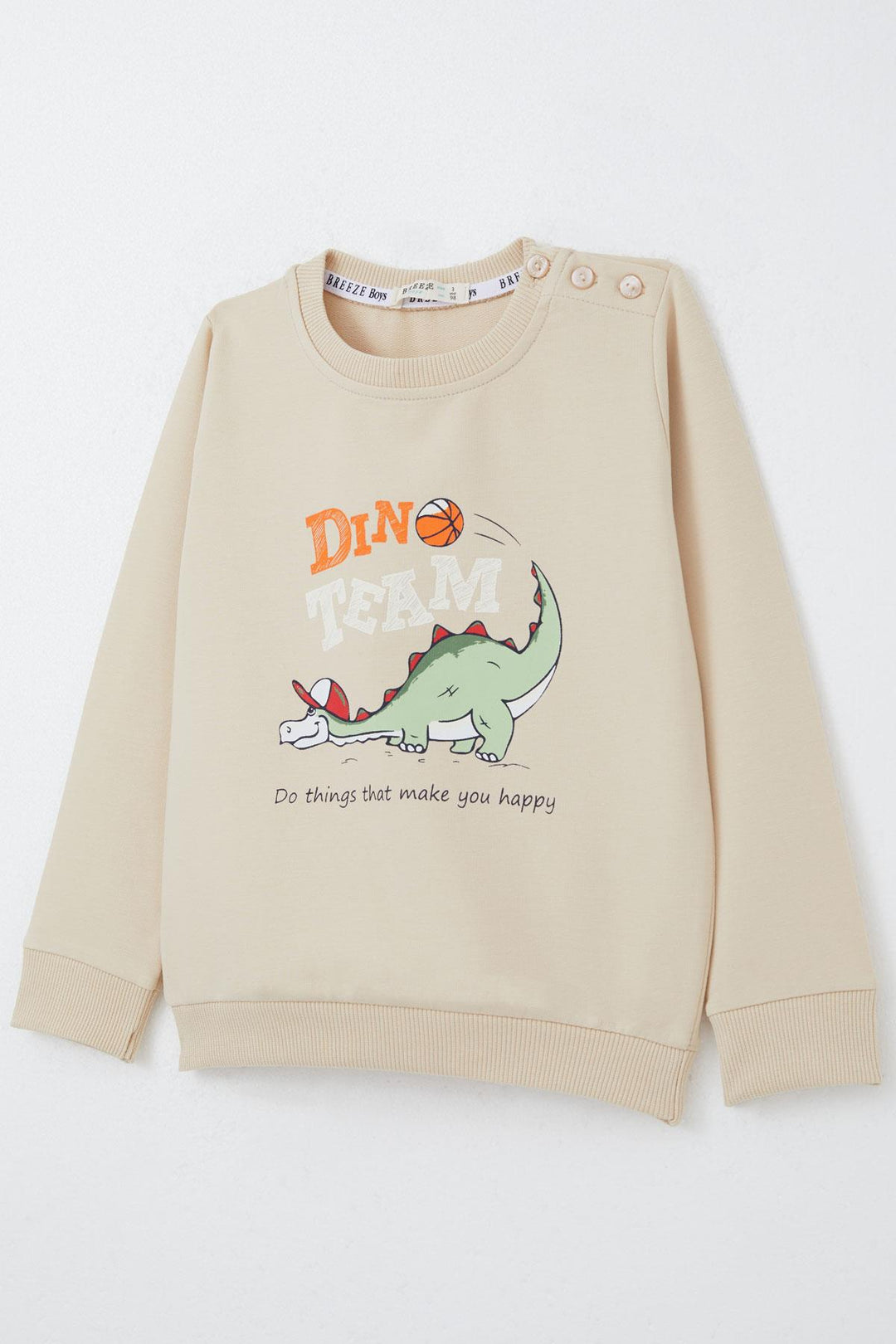BRE Breeze Boys' Tracksuit Player Dinosaur Printed 1-4 Years, Beige - Bobigny
