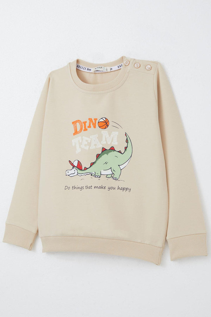 BRE Breeze Boys' Tracksuit Player Dinosaur Printed 1-4 Years, Beige - Bobigny