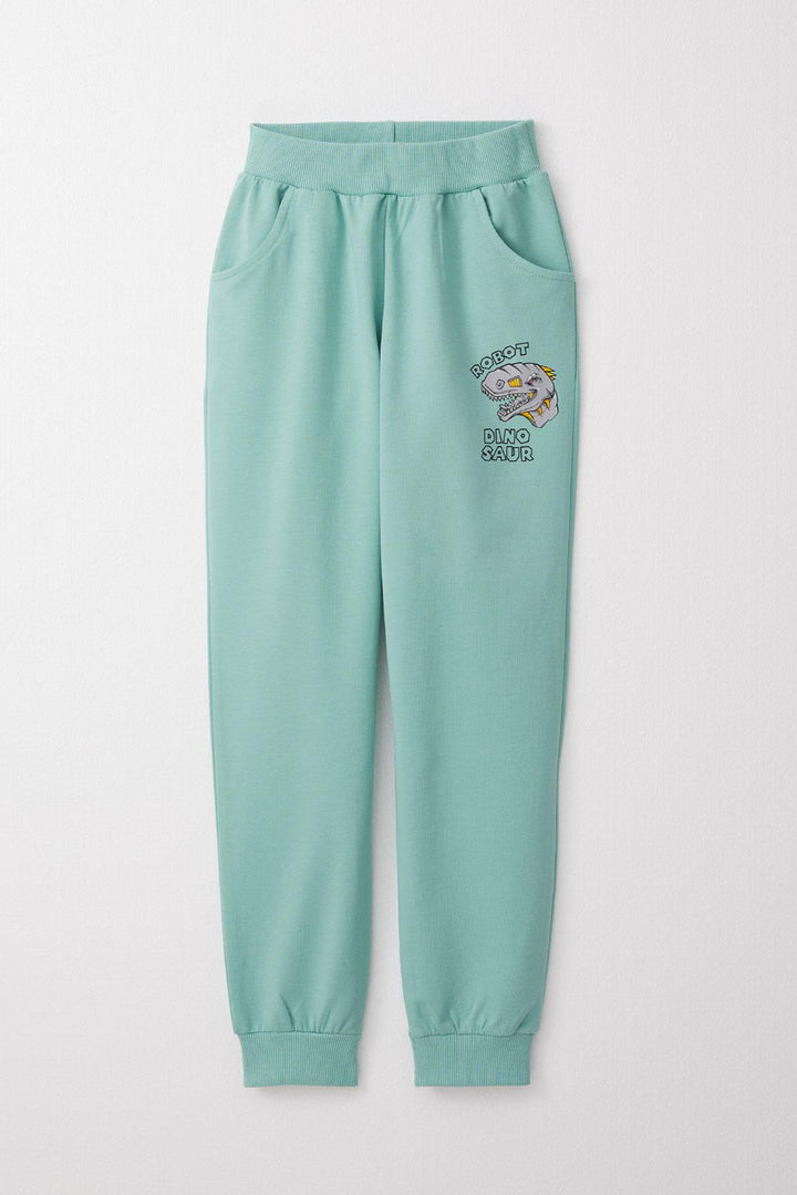BRE Breeze Boys' Tracksuit with Robot Dinosaur Print, 4-8 Years, Aqua Green - Lima