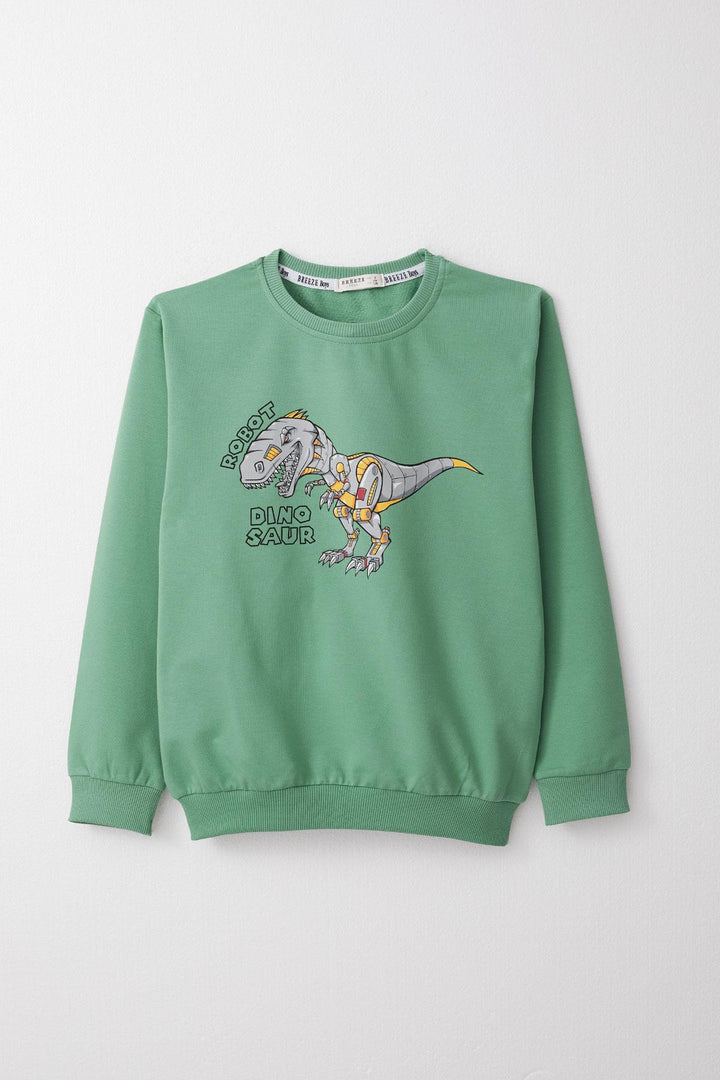 BRE Breeze Boys' Sweat Suit Robot Dinosaur Printed 4-8 Years, Mint Green - Bethlehem