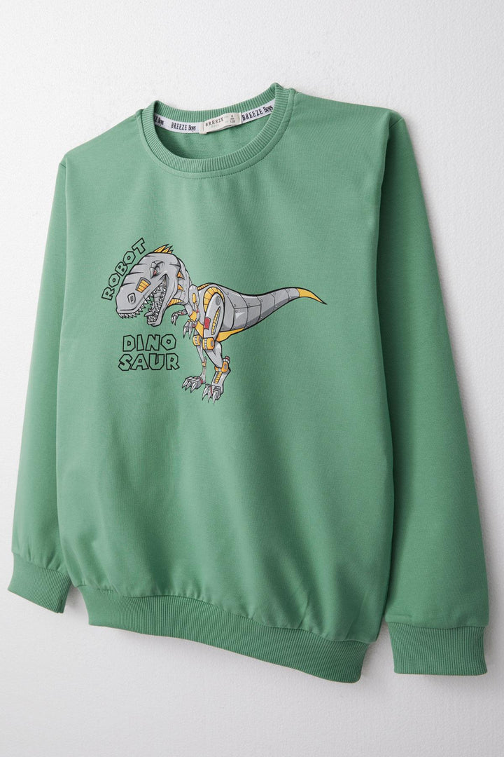 BRE Breeze Boys' Sweat Suit Robot Dinosaur Printed 4-8 Years, Mint Green - Bethlehem