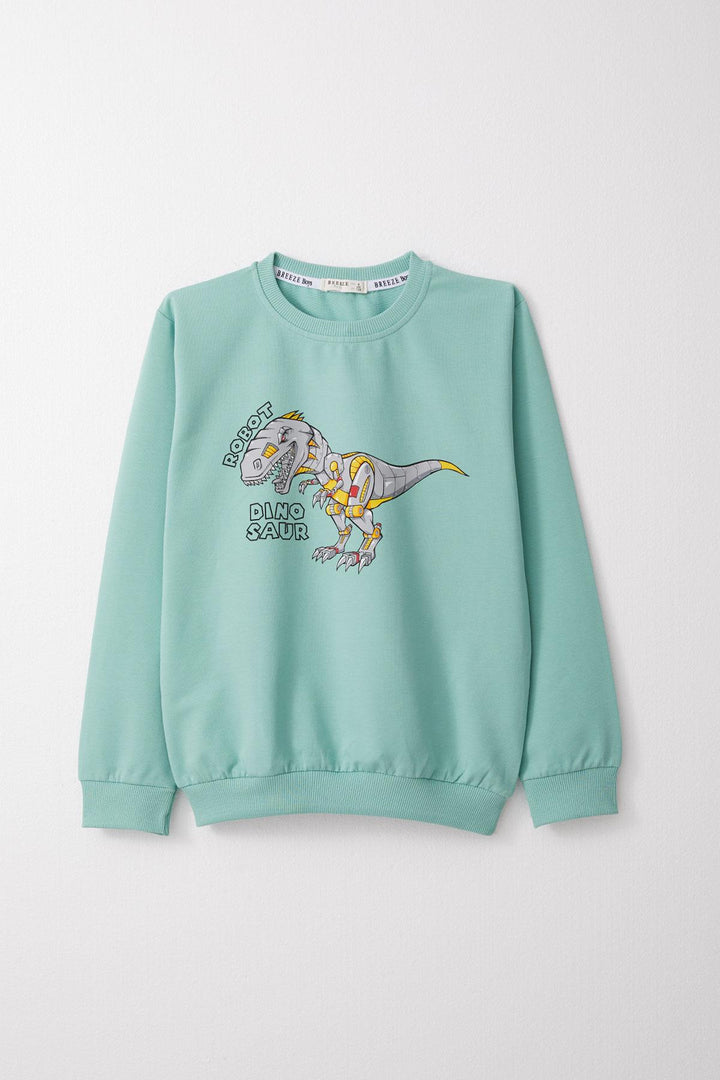 BRE Breeze Boys' Tracksuit with Robot Dinosaur Print, 4-8 Years, Aqua Green - Lima