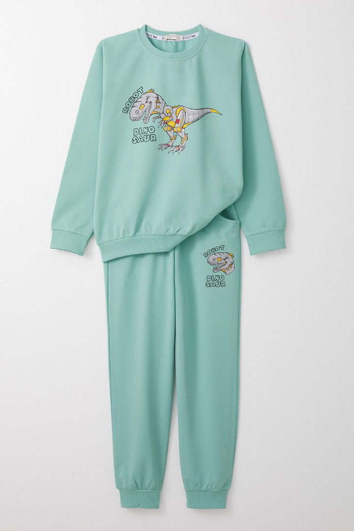 BRE Breeze Boys' Tracksuit with Robot Dinosaur Print, 4-8 Years, Aqua Green - Lima