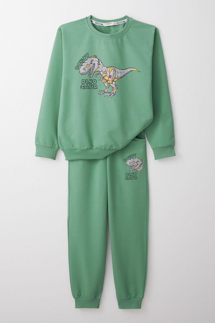BRE Breeze Boys' Sweat Suit Robot Dinosaur Printed 4-8 Years, Mint Green - Bethlehem