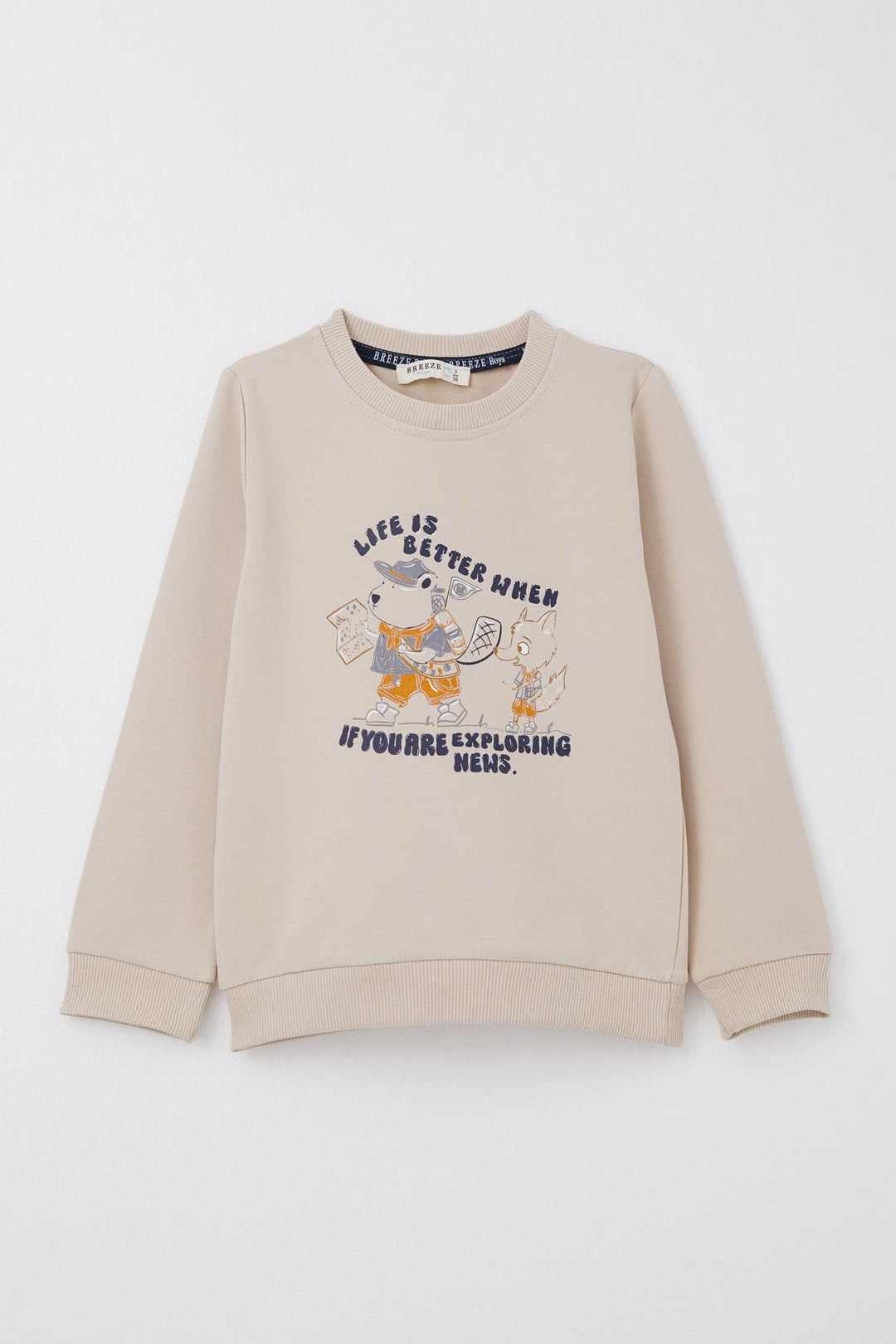 BRE Breeze Boys' Sweat Suit Cute Scout Animals 1-4 Years, Beige - Acaxochitlán