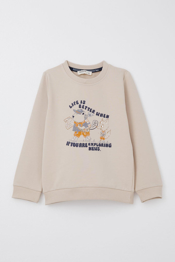 BRE Breeze Boys' Sweat Suit Cute Scout Animals 1-4 Years, Beige - Acaxochitlán