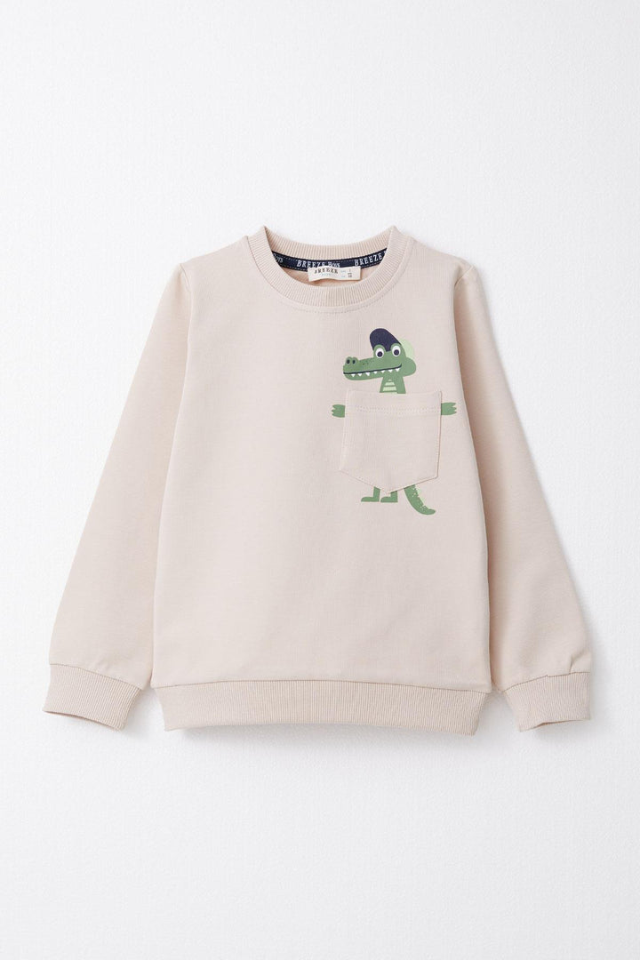 BRE Breeze Boys' Sweat Suit Cute Crocodile Printed 1.5-5 Years, Beige - Kardítsa