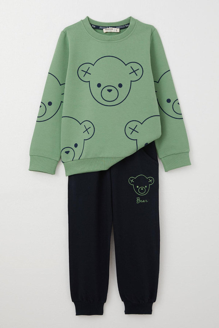 BRE Breeze Boys' Tracksuit Cute Bear Printed 1-4 Years, Mint Green - North Bergen