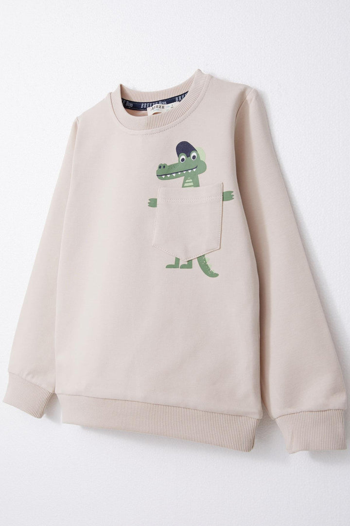 BRE Breeze Boys' Sweat Suit Cute Crocodile Printed 1.5-5 Years, Beige - Kardítsa